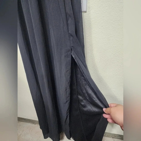 Lulu's Ballroom Bliss Black Pleated Maxi Dress Wedding Party Guest Bridesmaid - Picture 9 of 12